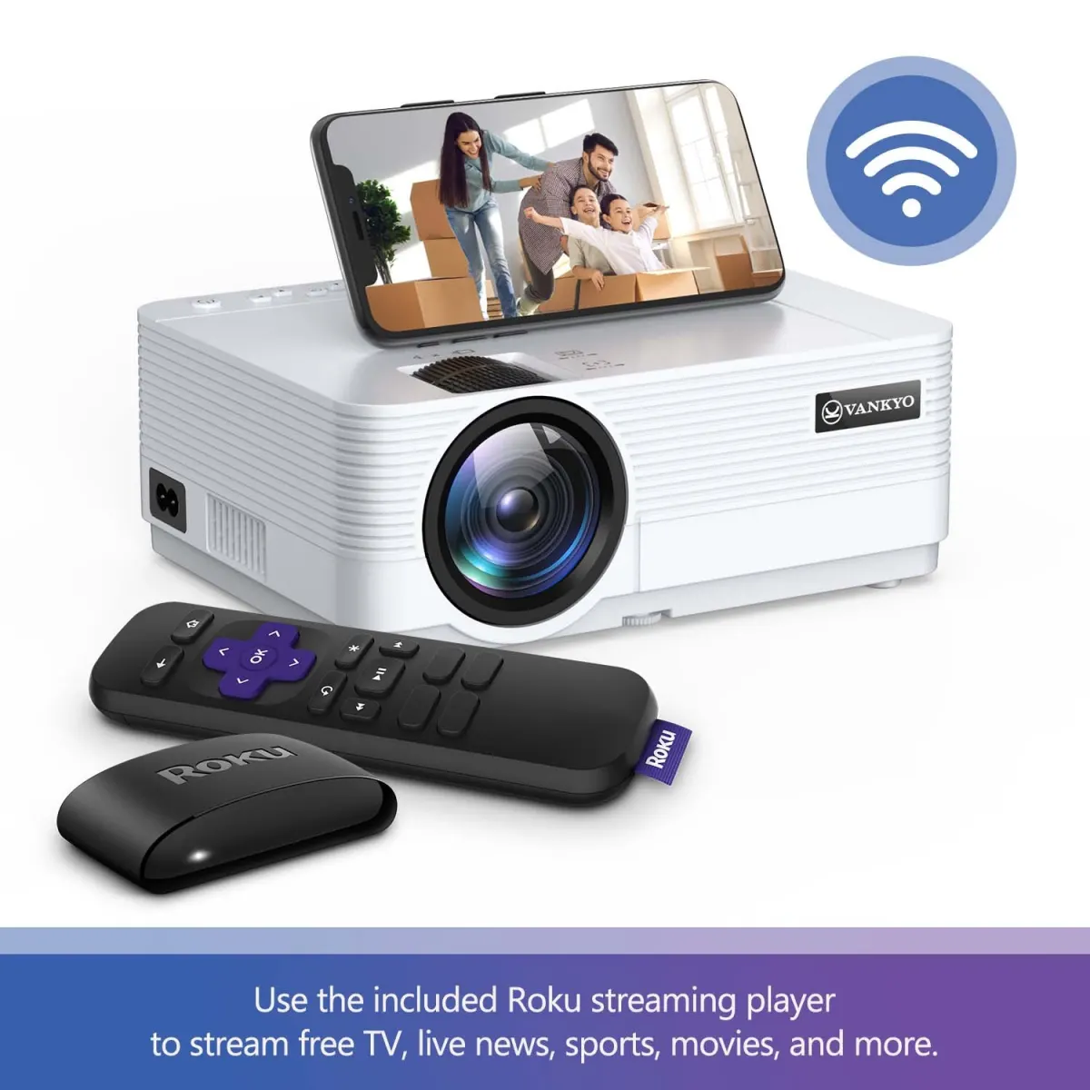 VANKYO Leisure 470 Native 720p Mini Projector with Roku Express