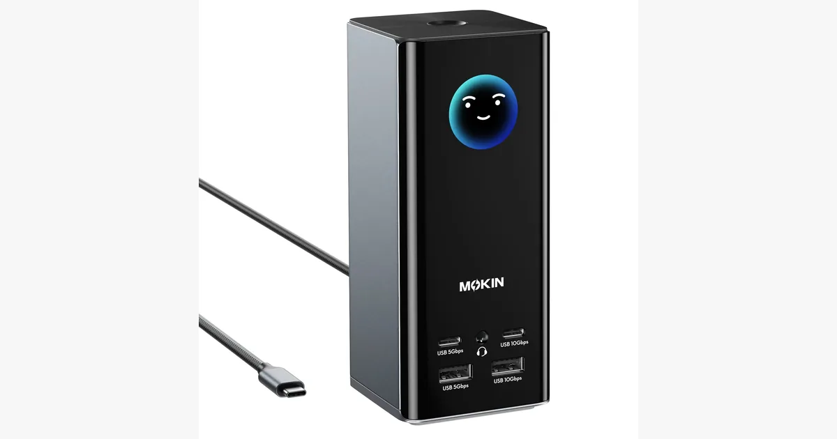 MOKiN 17-in-1 USB-C Docking Station with Triple Display Support & Smart LCD