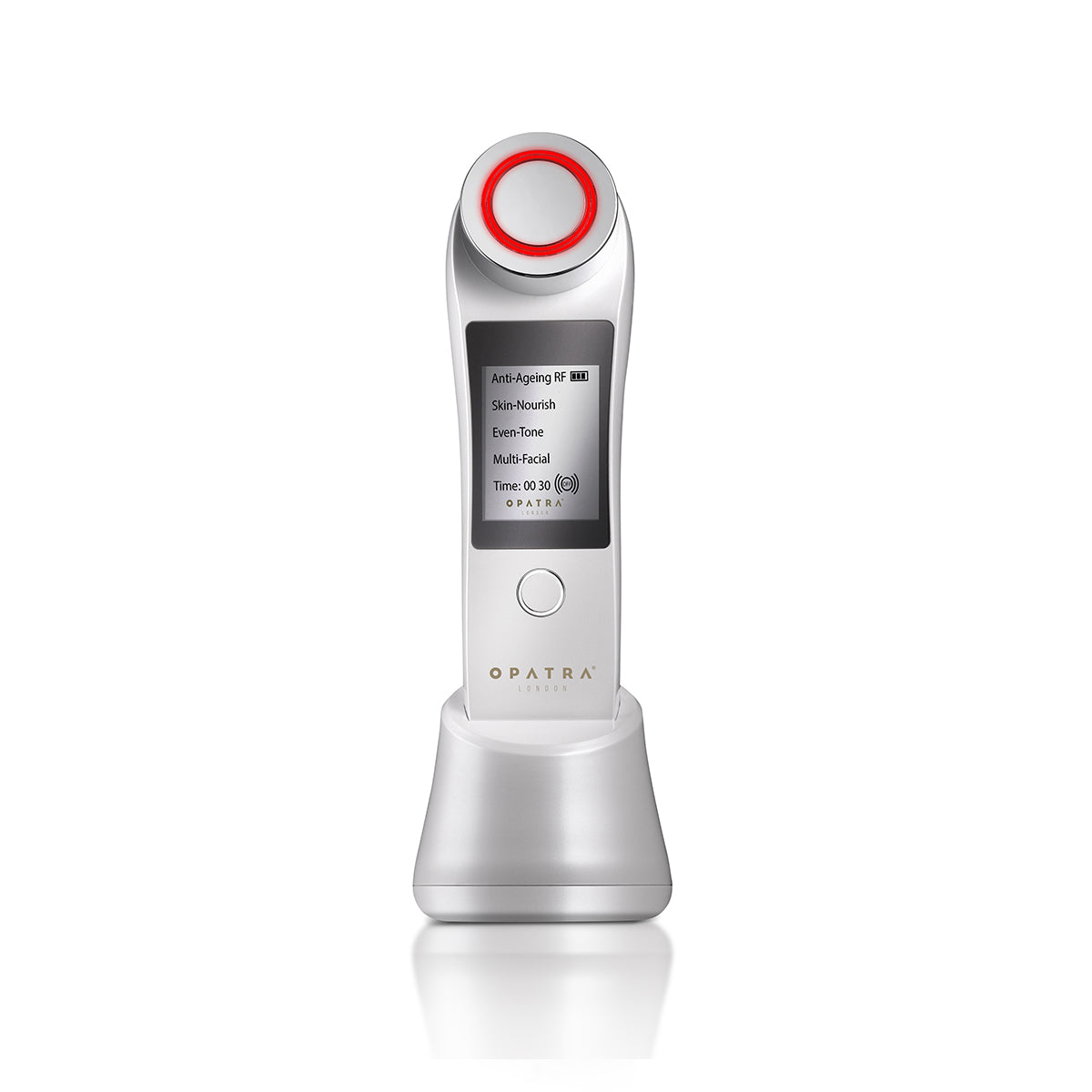 OPATRA Dermisonic II official product media Official OPATRA Dermisonic II product image with device, stand and power adapter